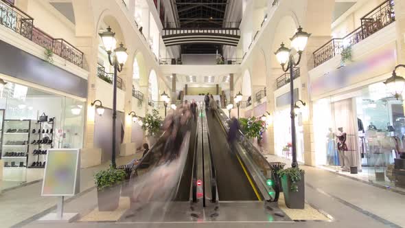 Motion Escalators at the Modern Shopping Mall Timelapse Hyperlapse alt