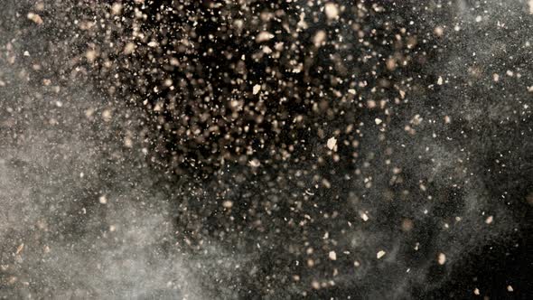 Super Slow Motion Shot of Brown Makeup Powder Explosion at 1000 Fps