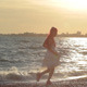 Girl Running At Seashore - VideoHive Item for Sale