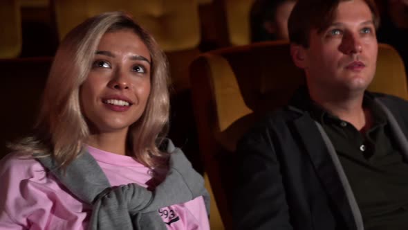 People Audience Watching Movie in Cinema Theater