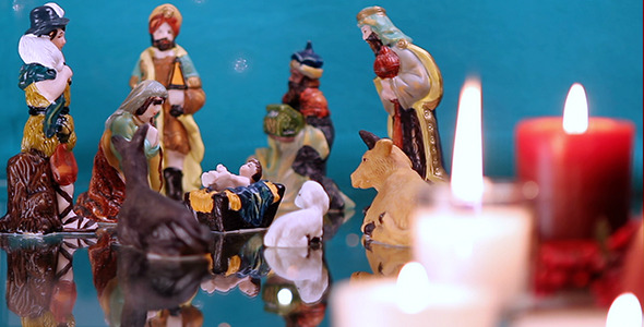 Christmas Nativity Scene with Candles 2