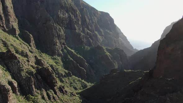 Aerial shot of Masca hiking trail, Tenerife, Canary Islands, Spain