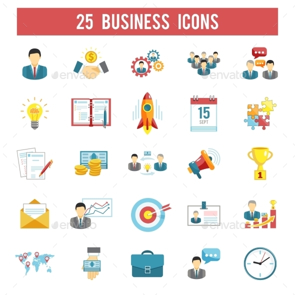 Business Startup Flat Icons Set