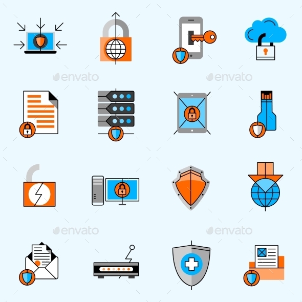 Data Protection Line Icons Set