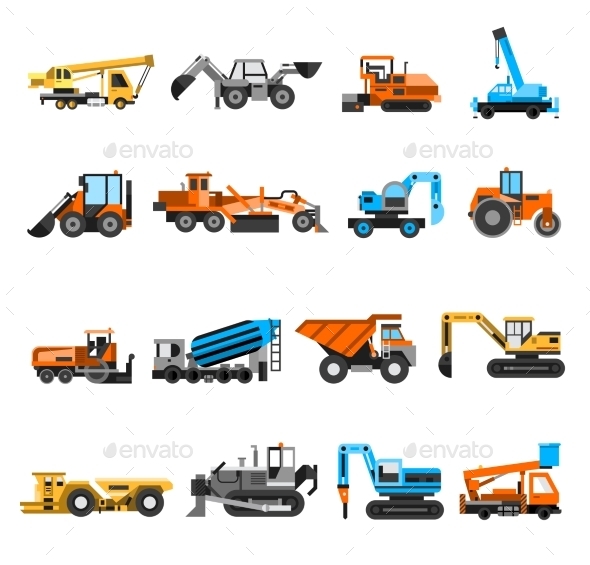 Construction Machines Icons Set