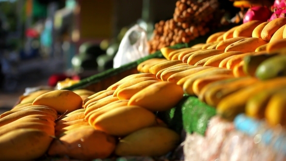 Exotic Fruits For Sale In The Street Asian  Market