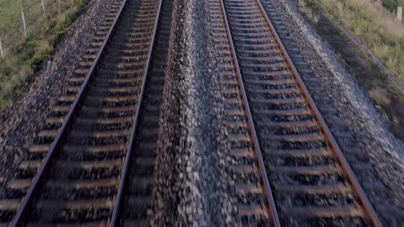 Railway Tracks in the Morning Establishing