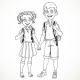 Boy and Girl with a School Bag Holding Hands - GraphicRiver Item for Sale