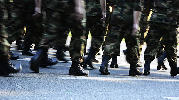 Soliders Walking from the Back alt