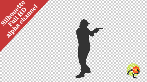 Silhouette of Detective with a Gun 