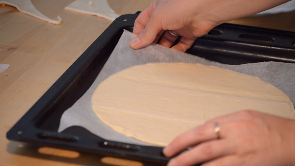 Thin Dough Placed On Tray
