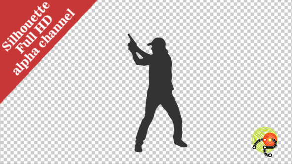 Silhouette of Special Agent Walking & Shooting