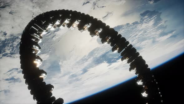 Futuristic Space Station on Earth Orbit alt