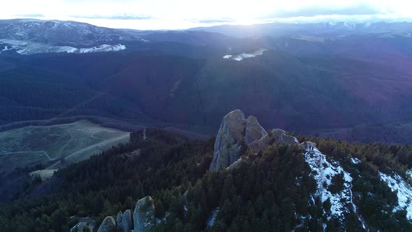 Aerial Sunset Over The Mountains 4k