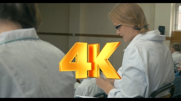 Smiling Medical Student With Pad On The Lecture alt