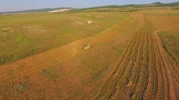 AERIAL VIEW.  The Mechanical Harvester Harvests