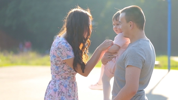 Beautiful Mother And Baby Outdoors. Nature.