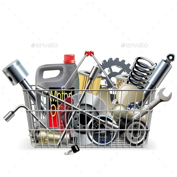 Vector Basket with Car Spares