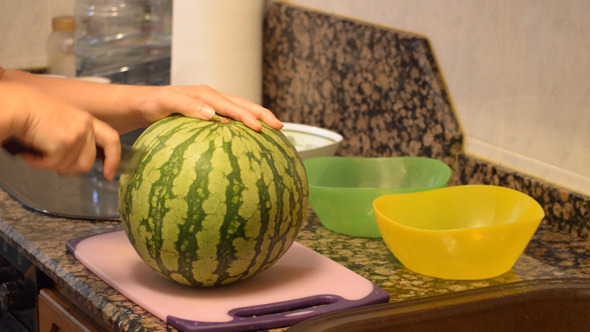 Watermelon Oppened In Half Yellow