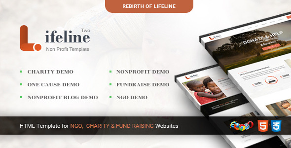 Lifeline 2 - Nonprofit Website Templates with Builder