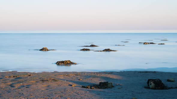 high tide slowly approaching Dutch sea dike timelapse