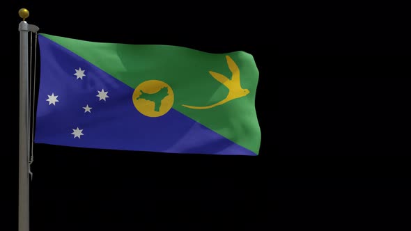 Christmas Island Flag (Australia) on Flagpole with Alpha Channel - 4K