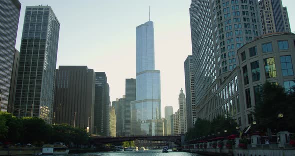 Chicago River and skyscrapers