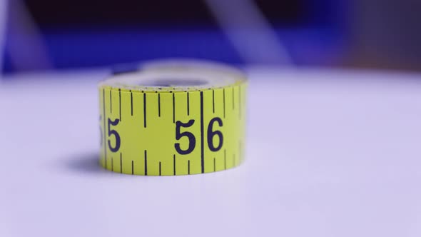 Close Up of a Measuring Tape Rotating