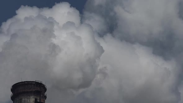 Smoke Comes From the Chimney. Air Pollution. Slow Motion. Ecology. Kyiv. Ukraine