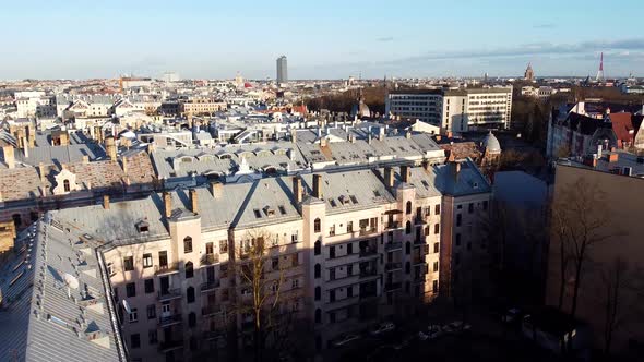 City rooftops bulding aerial view