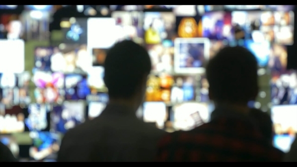 People In Front Of Virtual Wall With Moving alt