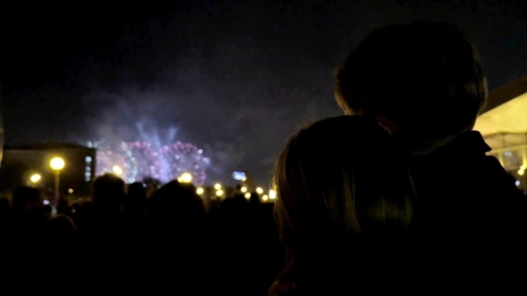 Mother And Son Watching Firework alt