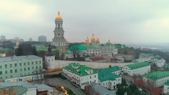 Aerial Drone Footage of Kyiv Pechersk Lavra