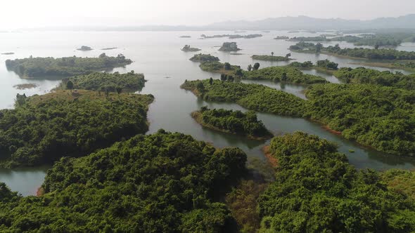 Vang Vieng water reserve in Laos seen from the sky