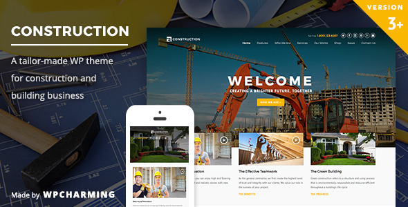 Templates: Architecture Building Company Construction Constructor Contractor Corporate Essential Grid Industry Plumber Responsive Slider Revolution Visual Composer