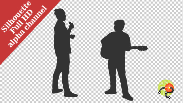 Silhouette of Teenagers Playing Guitar & Singing