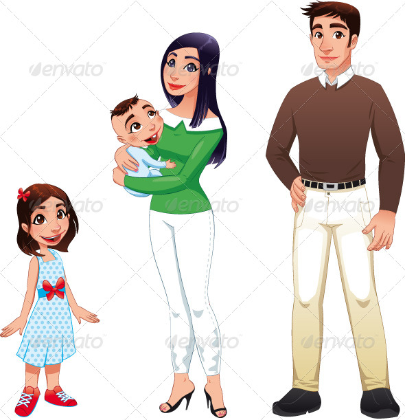 Human Family with Mother, Father and Children.
