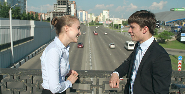 Friendly business talk  alt