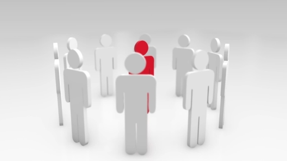 3D Leader Red Team Circle People Teamwork