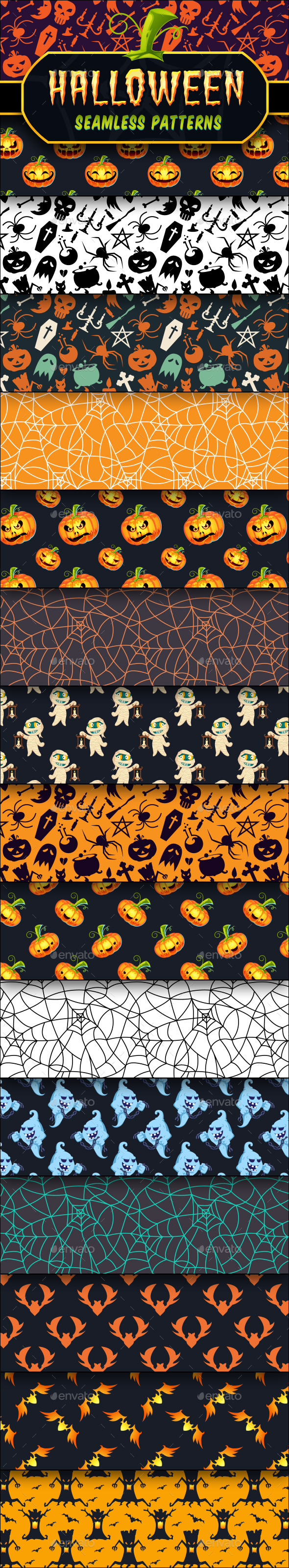 Halloween Seamless Patterns Set