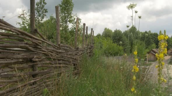 Lath Fence of Twigs, Village Fence on The Hill