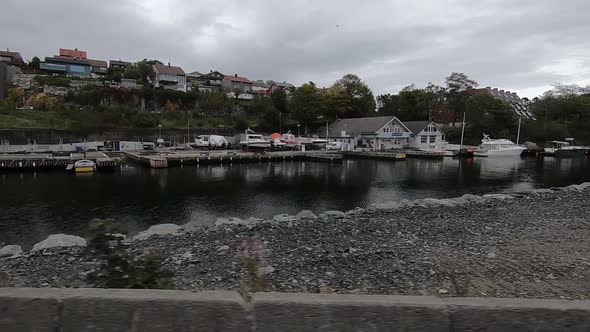 small boat harbor a fall day