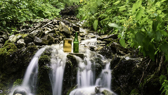 Beer Cooled In Waterfall Spring