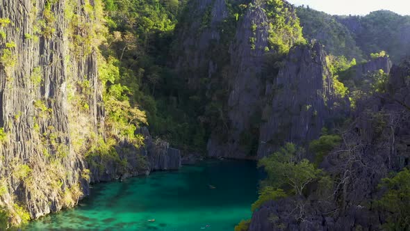 Twin Lagoon Lake in Coron, Palawan, Philippines. Mountain and Sea