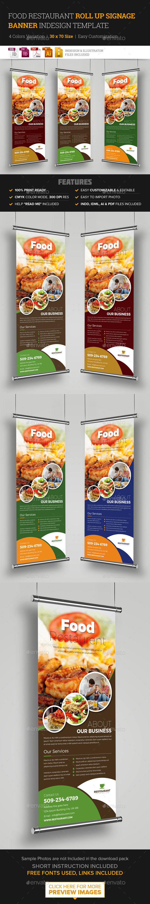 Restaurant Roll Up Banner Graphics Designs Templates