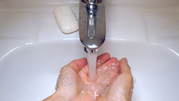 Washing Of Hands  Under Running Water