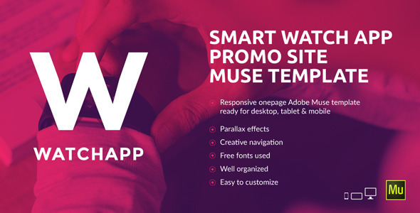 WatchApp - Smart Watch App Promo Muse Szablon