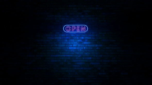 Open Neon Sign Light