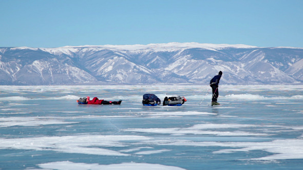 People Travel on Frozen Lake Baikal 2 alt