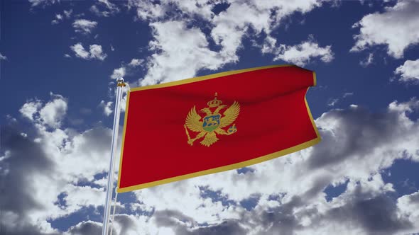 Montenegro Flag With Sky 4k